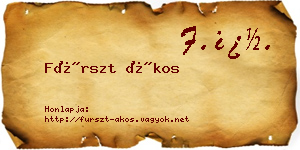 Fürszt Ákos névjegykártya